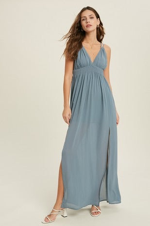 Wishlist Ruched Chiffon Maxi Dress