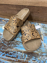 Load image into Gallery viewer, Roper Tan Floral Embossed Sandal