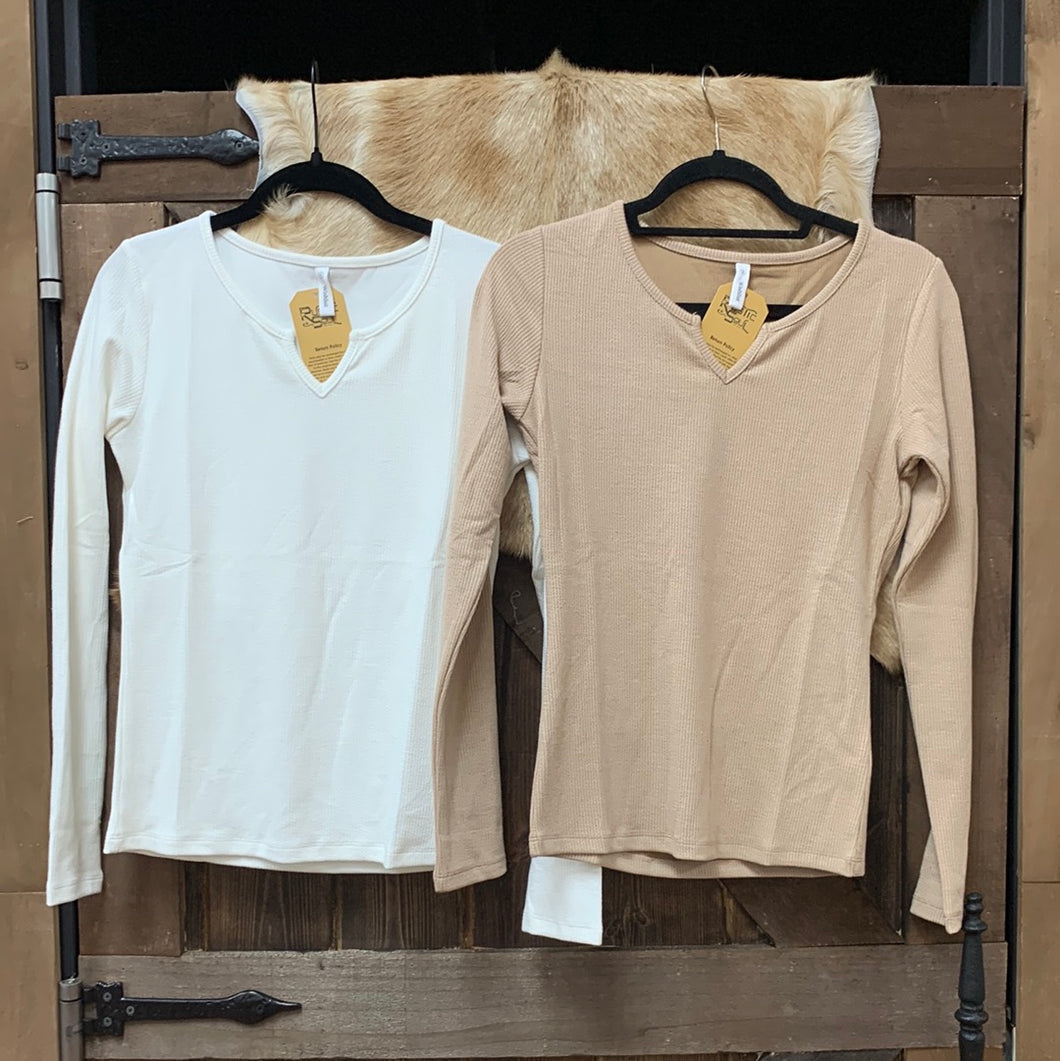 Ribbed Fitted LS Top