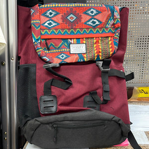 Hooey Backpack Cranberry Body With Multi Color Strip