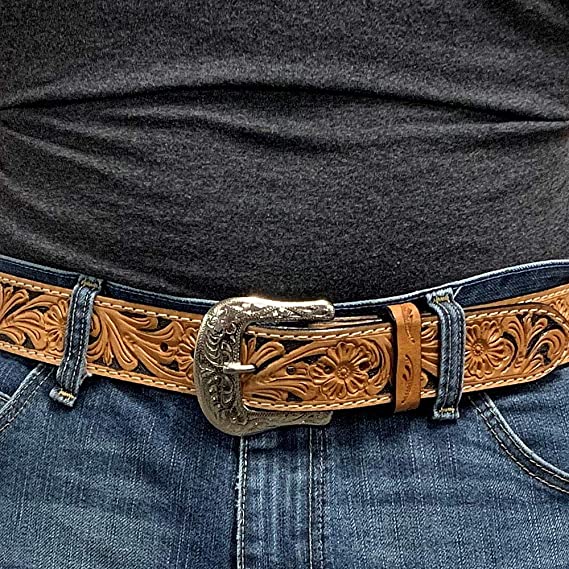 Twisted X Tan/Black Floral Tooled Belt