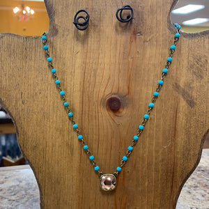 Turquoise Linked Bead Necklace