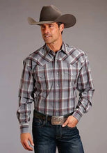 Load image into Gallery viewer, Stetson Men’s Grey Plaid Snap Shirt