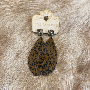 Dusty Bronze Leopard Feather Earrings