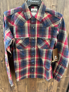 Men’s Ariat Navy And Red Flannel