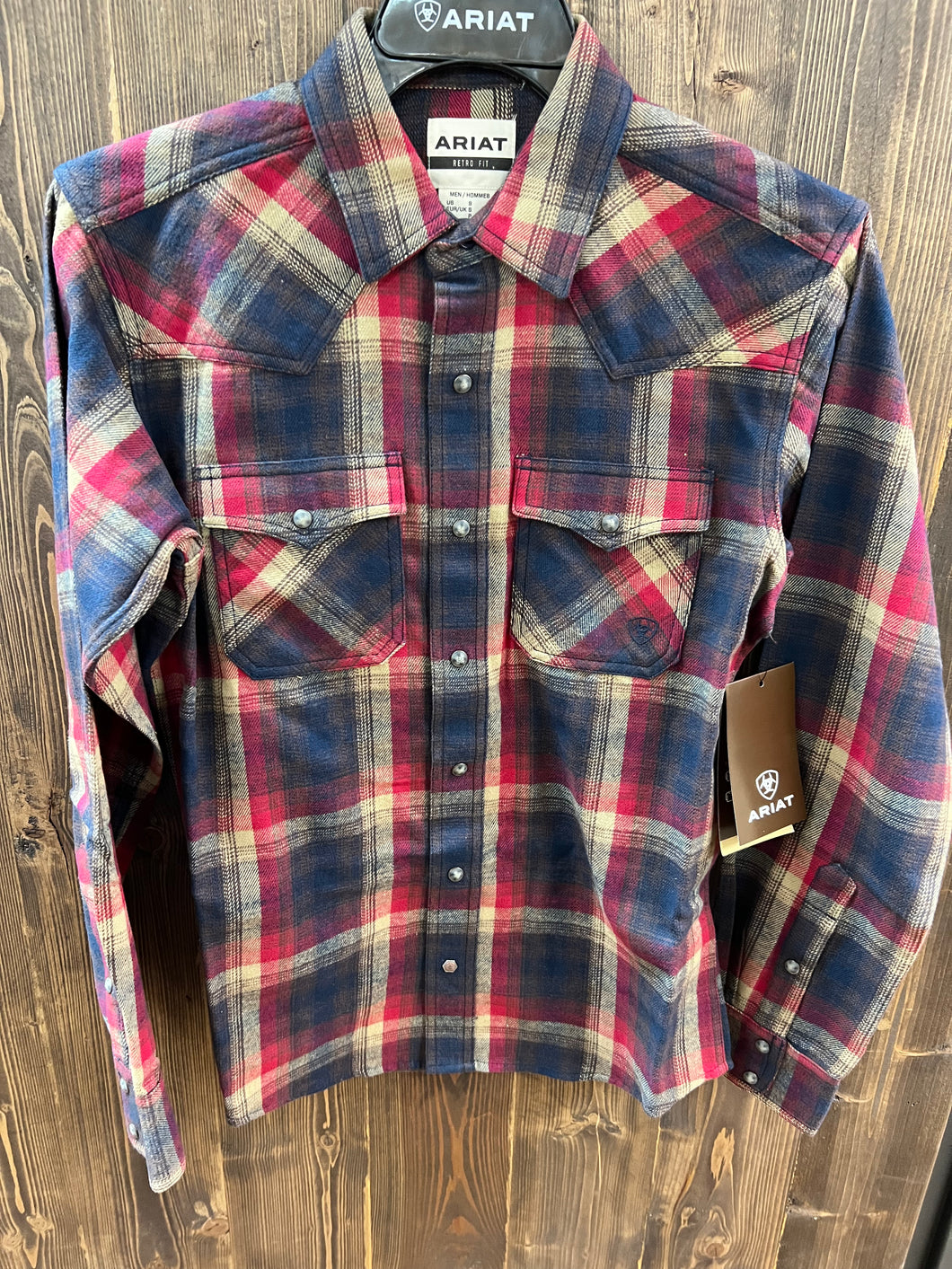 Men’s Ariat Navy And Red Flannel
