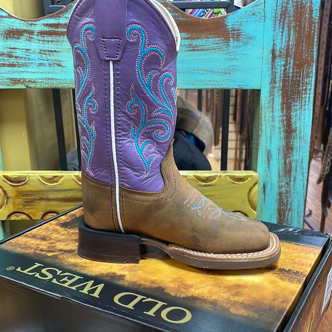 Old West Girls Purple Top Boots