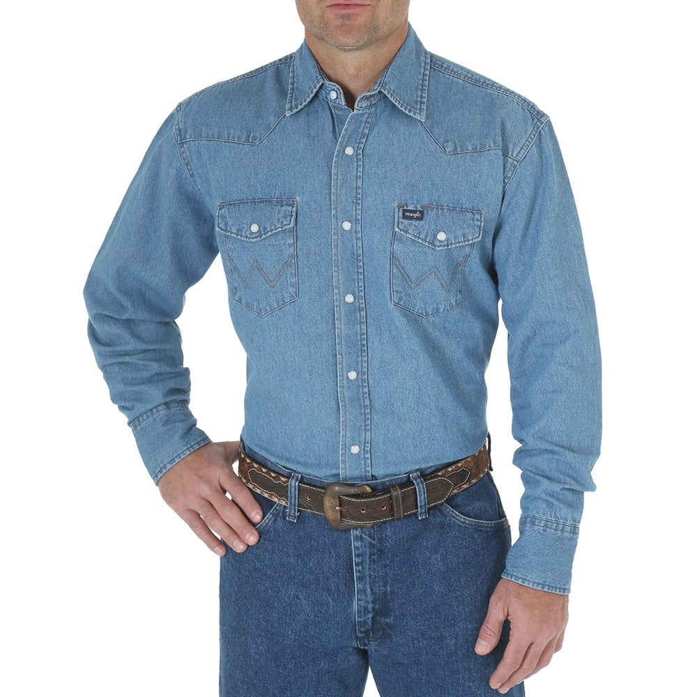 Wrangler Men’s Denim Snap LS Work Shirt