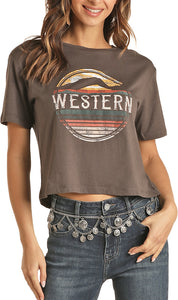 Rock and Roll Charcoal Western Tee