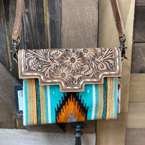 Turquoise Aztec with Tooled Leather
