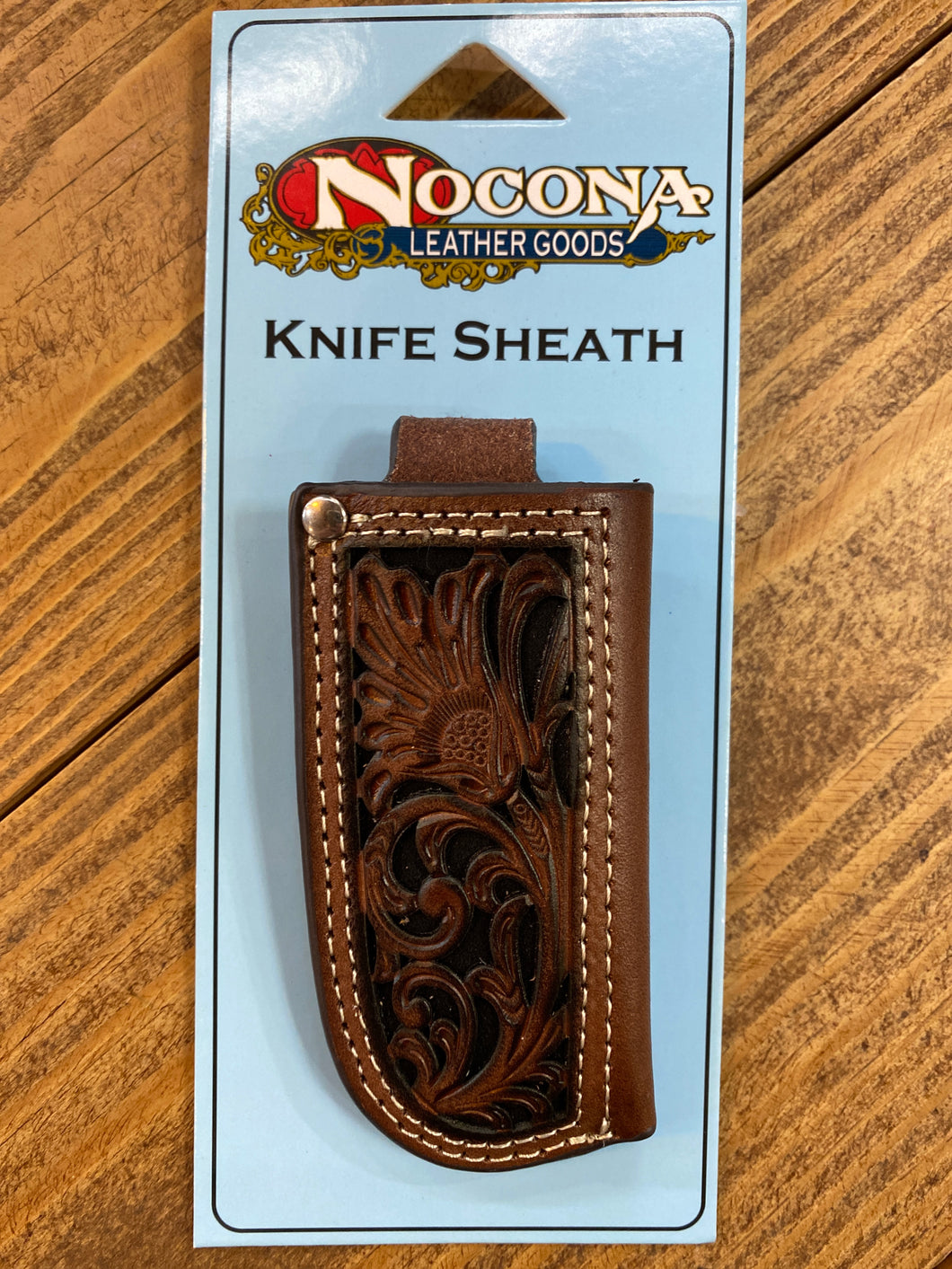 Nocona Brown Tooled Knife Sheath