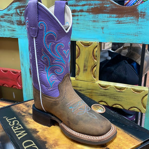 Old West Girls Purple Top Boots