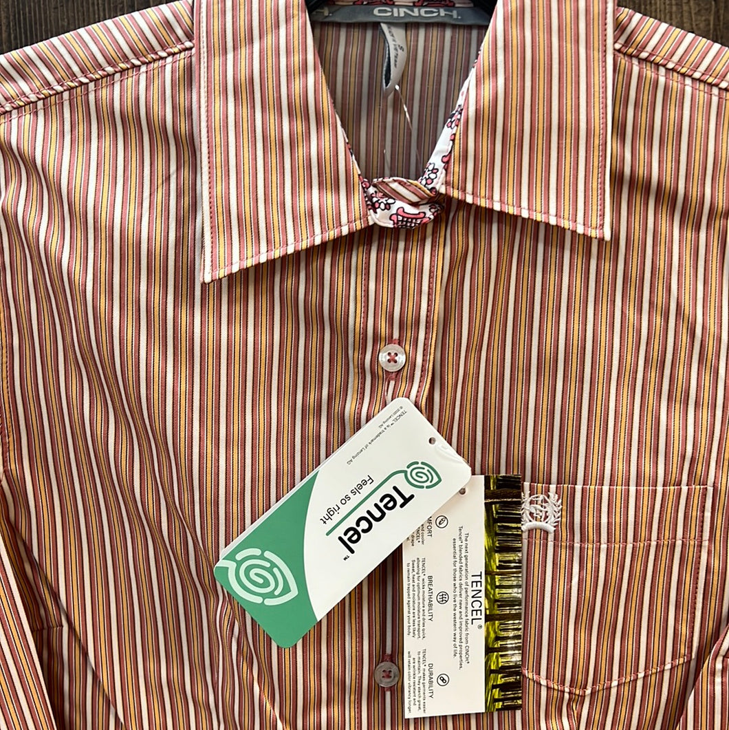 Women’s Stripe Button Up Cinch Shirt