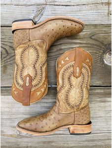 Men’s Ostrich Corral Embroidery SQ. Toe Boots