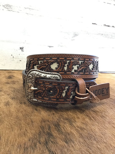 Hooey Floral Belt W/ Ivory Inlay