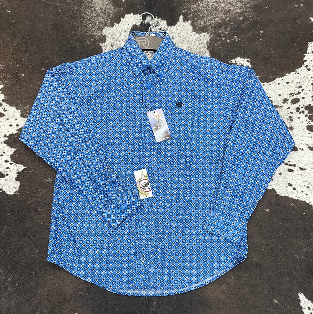 Men’s Cinch Diamond Blue Button Up Shirt