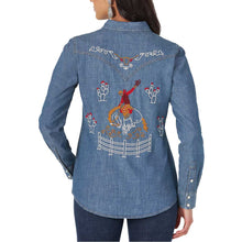 Load image into Gallery viewer, Wrangler Womens Denim Pearl Snap with Design