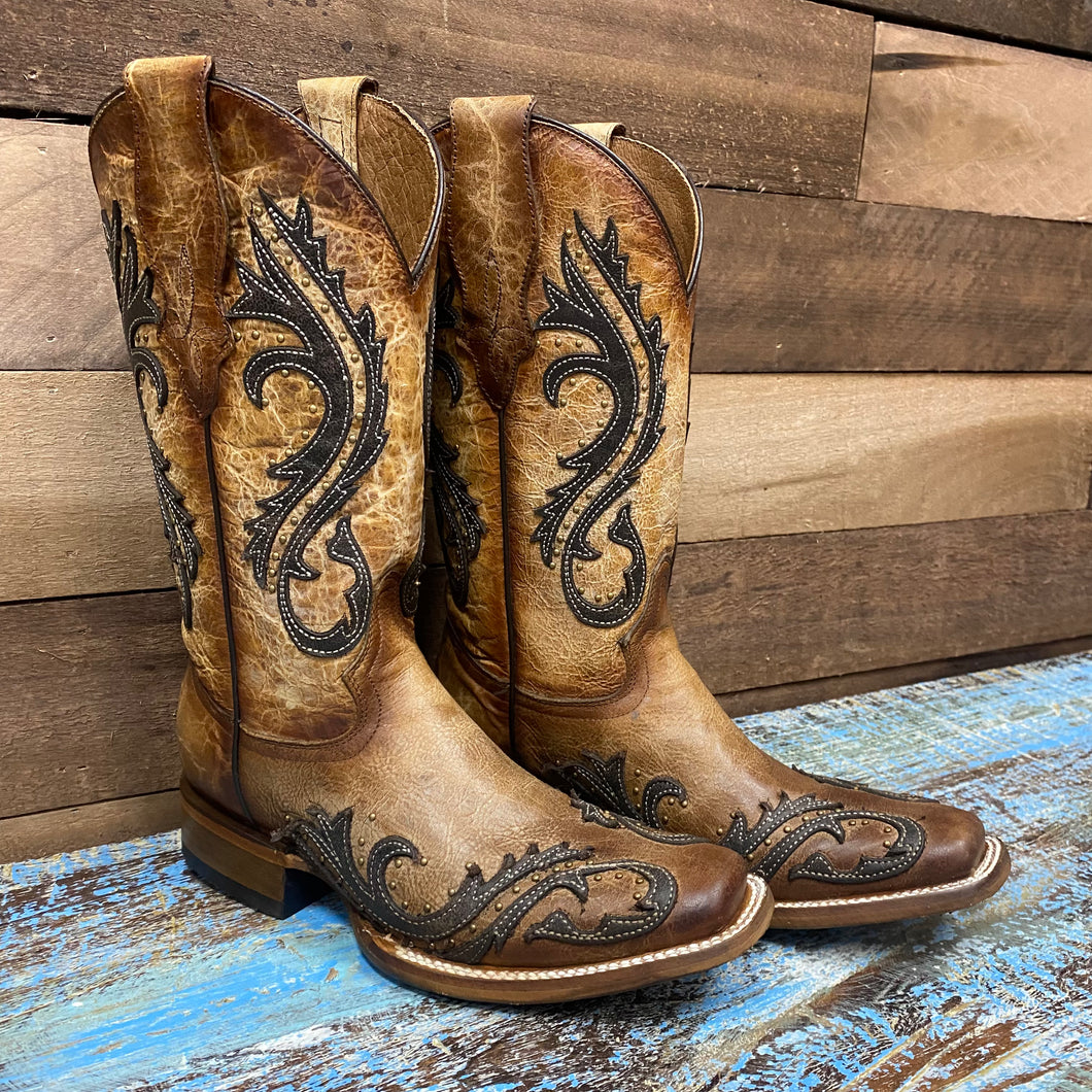 Women’s Circle G Brown/Grey Overlay Sq. Toe