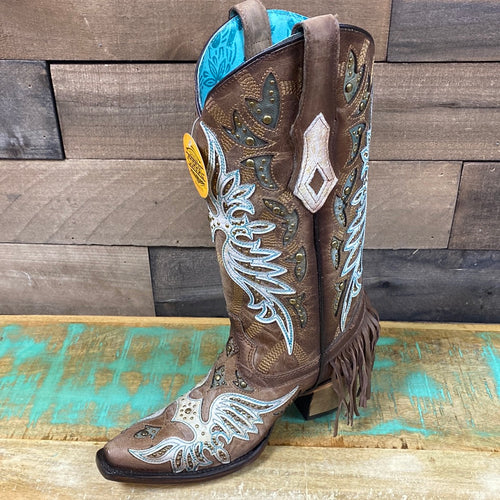 Corral Orix/White Inlay & Overlay Embroidery Boots.