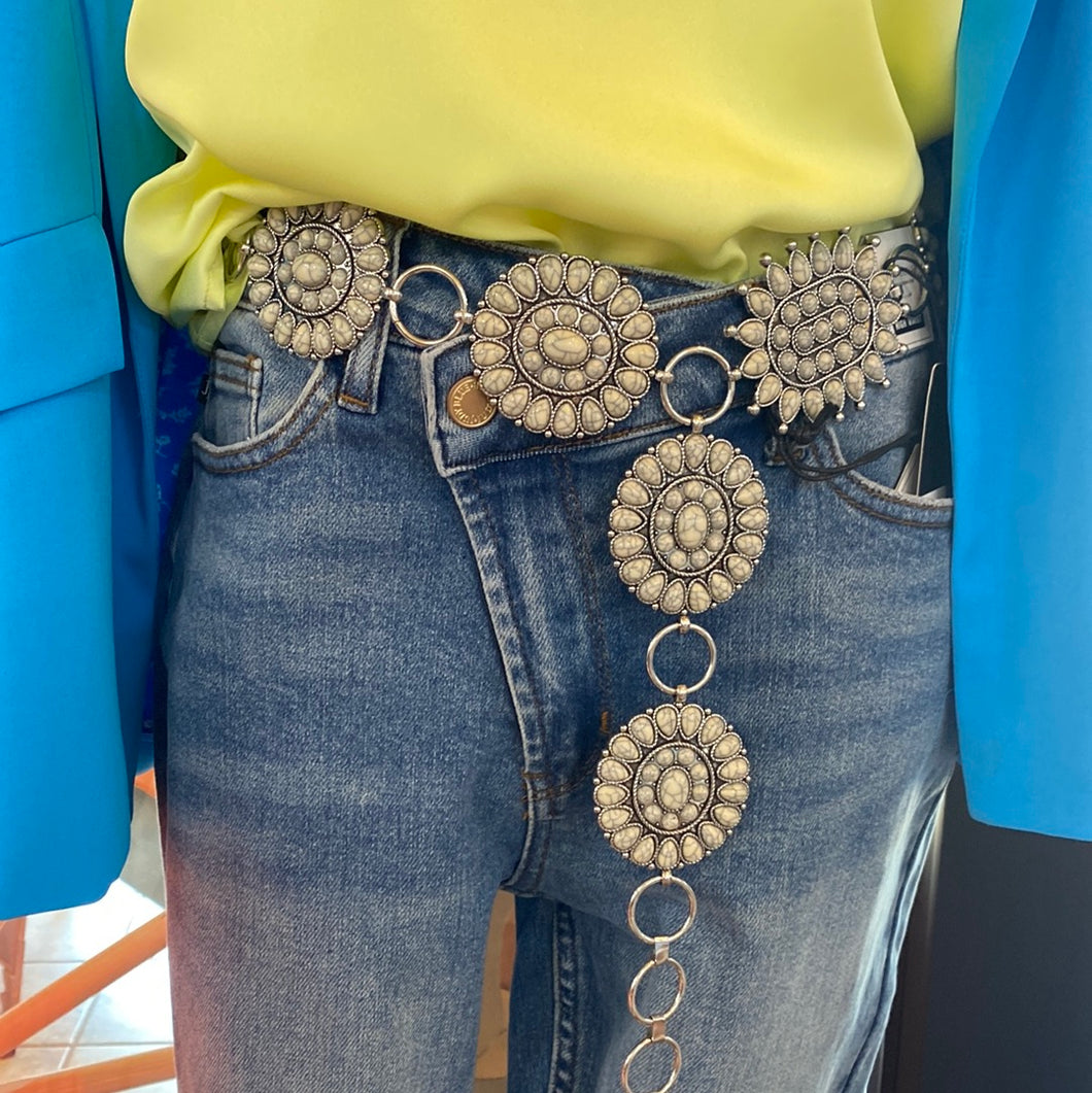 White Concho Belt