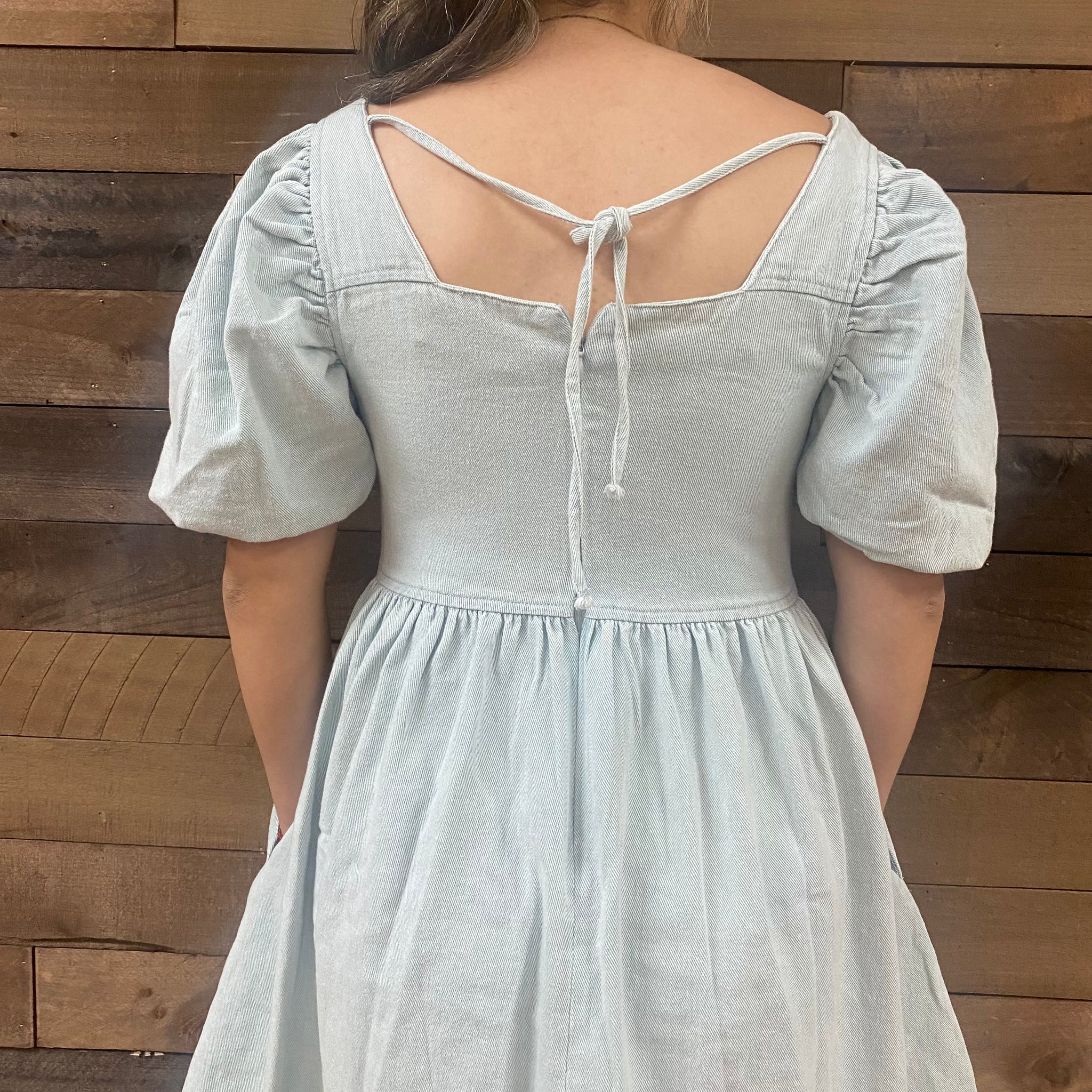 Denim Puff Sleeve BabyDoll Dress Denim Puff Sleeve BabyDoll Dress