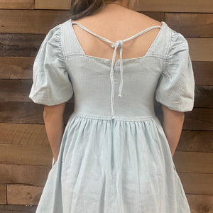 Denim Puff Sleeve BabyDoll Dress