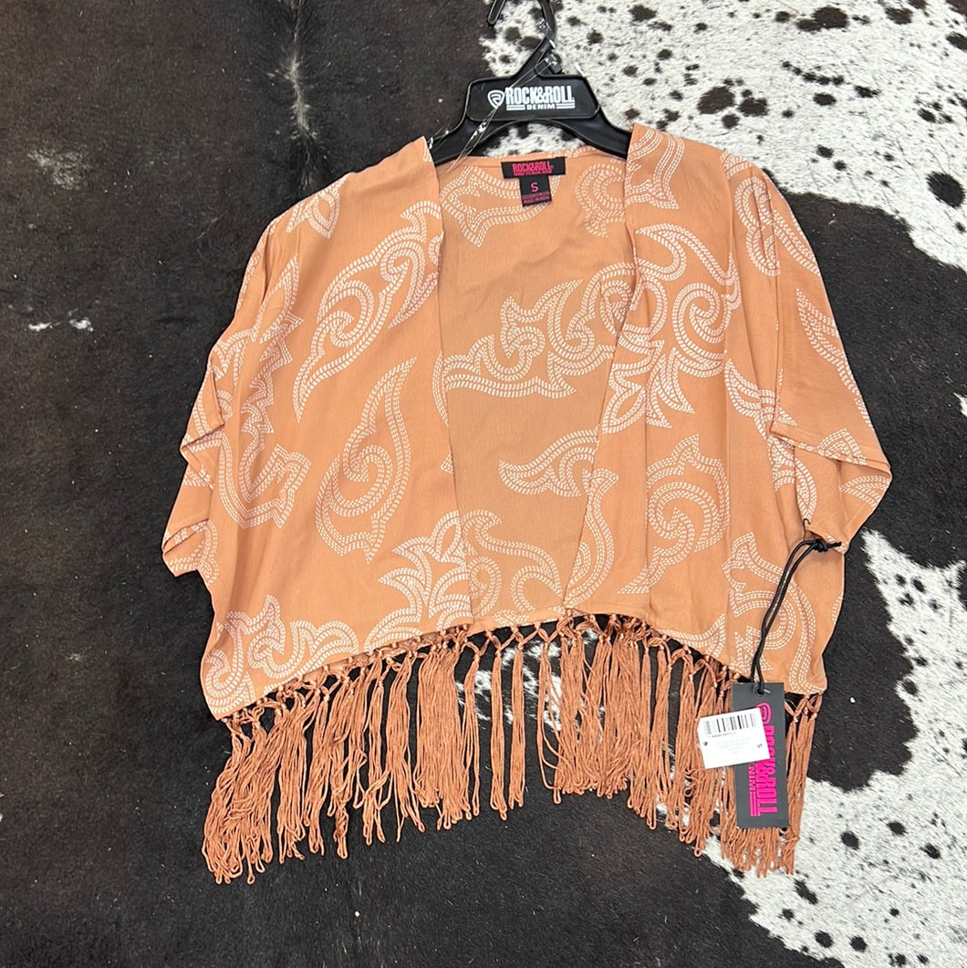 Juniors Tan Rock & Roll Kimono