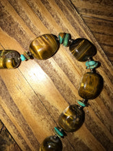 Load image into Gallery viewer, Tiger’s Eye Necklace + Earrings